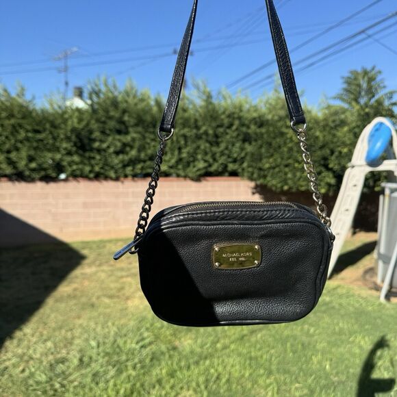 MICHAEL KORS Black SMALL MINI CROSSBODY BAG LEATHER Chain /Leather strap - Picture 1 of 12